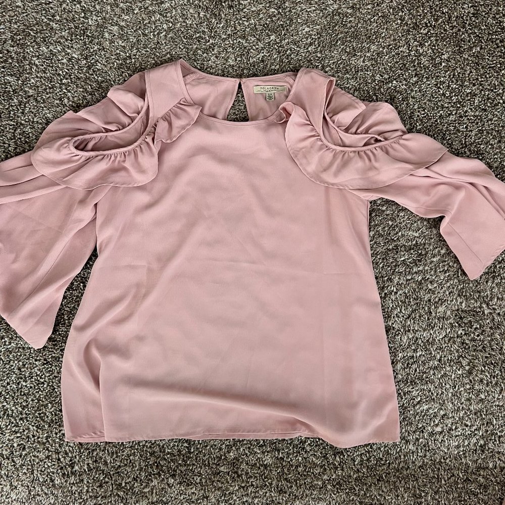 PINK SHOWING SHOULDER BLOUSE SIZE SMALL